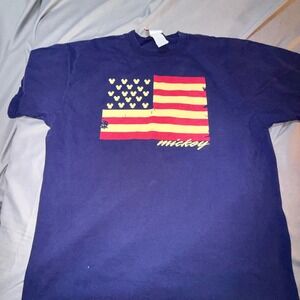 Mickey Inc T-Shirt Mens XL Navy Good Vintage 90s USA Mickey Flag Single Stitch